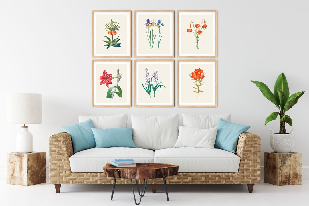 kitchen wall decor art prints - botanical prints -... Botanical Prints Set of 6 - Vintage Floral Wall Art, Kitchen Decor - Etsy