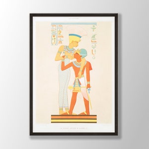 Egyptian Art Print by Émile Prisse d&#39;Avennes | Egyptian Goddess, Ancient Egypt Poster, Egypt Wall Art, Mythology Print, Egyptology Gift