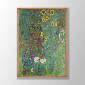 Gustav Klimt Art Print - Farm Garden with Sunflowers, Art Nouveau Decor Style 2 - W/o Name