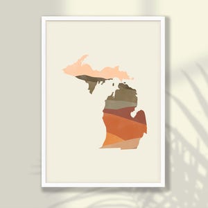 Boho Michigan State Map Poster - Michigan State Wall Art, Travel Print, Michigan Print, Michigan Home Decor - FRAME and CANVAS