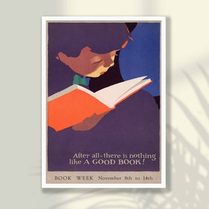 Buch Woche Poster - Nationalbibliothek Woche, Vintage Werbeplakat, Buch Wandkunst, Retro Plakat, Geschenkidee, Vintage Druck Kinderzimmer Wandkunst