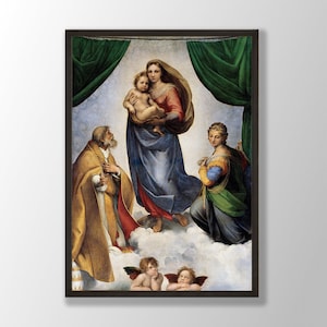 Raphael Art Print - The Sistine Madonna 1512, Raphael Prints, Raphael Wall Art, Renaissance Wall Art, Art Reproduction, Raphael Exhibition