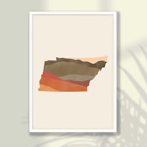Kaart poster Boho Tennessee State - Tennessee State Wall Art, Travel Print, Tennessee Print, Tennessee Decor - FRAME, CANVAS
