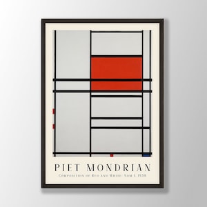 Piet Mondrian Art Print - Composition No:4, Piet Mondrian Poster, Piet Mondrian Wall Art, Mondrian Abstract Wall Art, Abstract Prints
