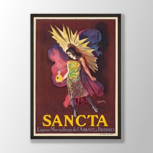 Sancta by Leonetto Cappiello - Cappiello Poster, Vintage Alcohol Poster, Liquor Poster, Art Nouveau Poster, Vintage Advertisement
