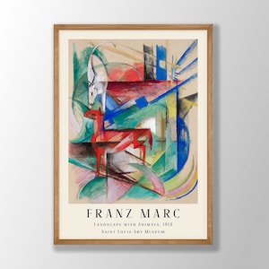 Franz Marc Art Print - Landscape with Animals 1913, Franz Marc Poster, Abstract Wall Decor, Franz Marc Print, Exhibition Art, Museum Poster