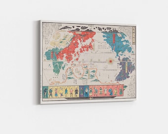 日本の双六の世界地図（1926年）｜魅力的な寓話｜ヴィンテージウォール