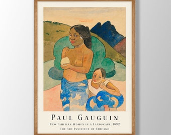 Paul Gauguin Art Print: Two Tahitian Women Landscape