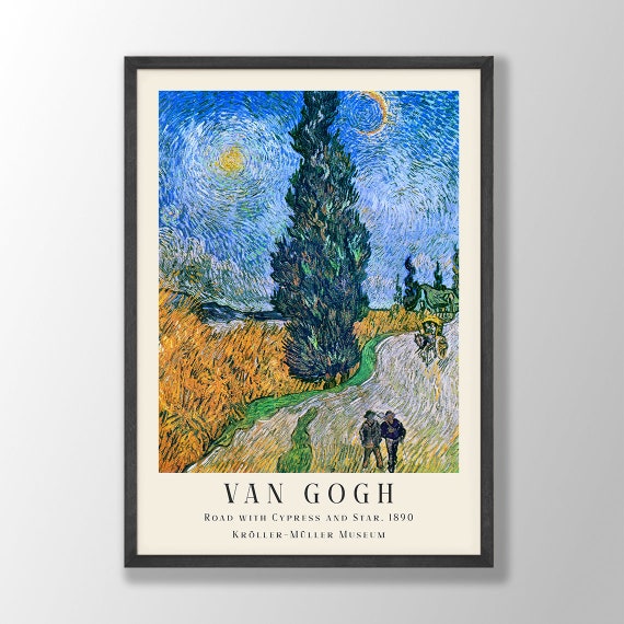 Vintage Van Gogh Road with Cypresses Art Print Vintage Van Gogh Road with Cypresses Art Print