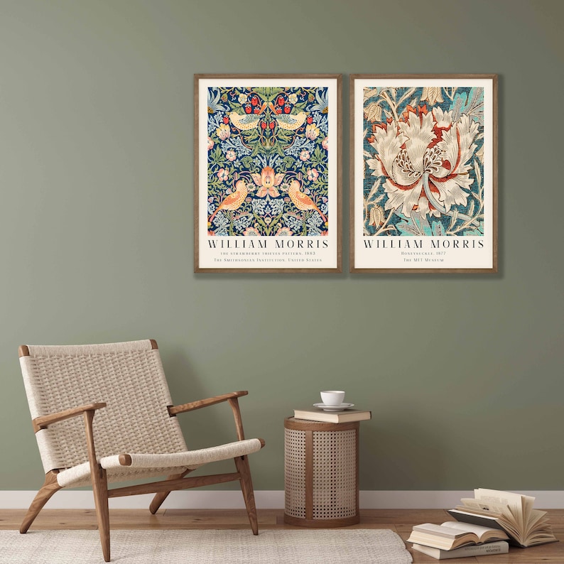 William Morris Prints Set of 2 William Morris Poster, Art Nouveau Poster, William Morris Exhibition, Floral Art Prints, Kitchen Prints image 4