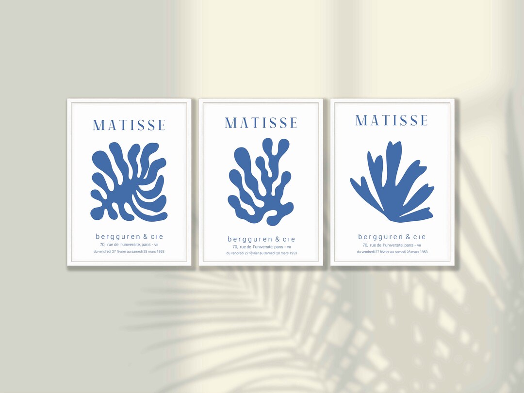 Blue Henri Matisse Prints Set of 3: Modern Gallery Wall Art - Etsy
