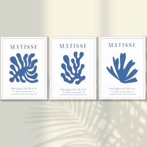 Blue Henri Matisse Prints Set of 3 - Matisse Poster, Matisse Wall Art, Home Office Decor, Gallery Wall Art, Exhibition Art,Living Room Decor