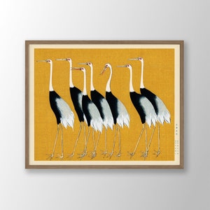 Láminas de arte de grulla japonesa, arte mural de aves, lámina de arte de aves, lámina de pared japonesa, decoración japonesa, regalo japonés, decoración asiática, arte mural oriental