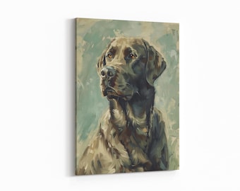 Oil Painting Black Labrador Retriever Painting - Animal Wall Art
