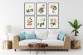 Peony Botanical Prints Set of 6: Vintage Farmhouse Wall Art