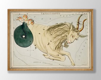 Capricorn Zodiac Art Print - Vintage Tarot-Inspired Astrology