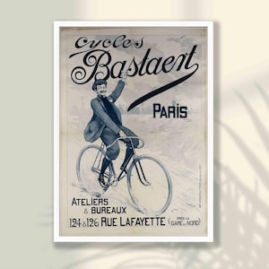 Vintage Bicycle Poster - Cycles Paris Art, Bicycle Wall Decor, Retro Bike Poster, Vintage Art Nouveau Poster, Vintage Advertisement