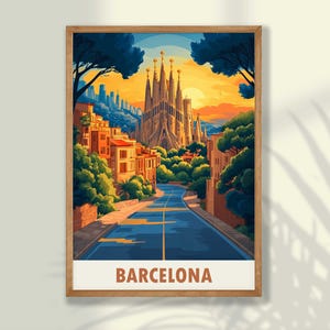 Barcelona Poster - Barcelona Druck, Reisedruck, Reiseplakat, Barcelona Wandkunst, Spanien Wandkunst - RAHMEN und LEINWAND OPTIONEN