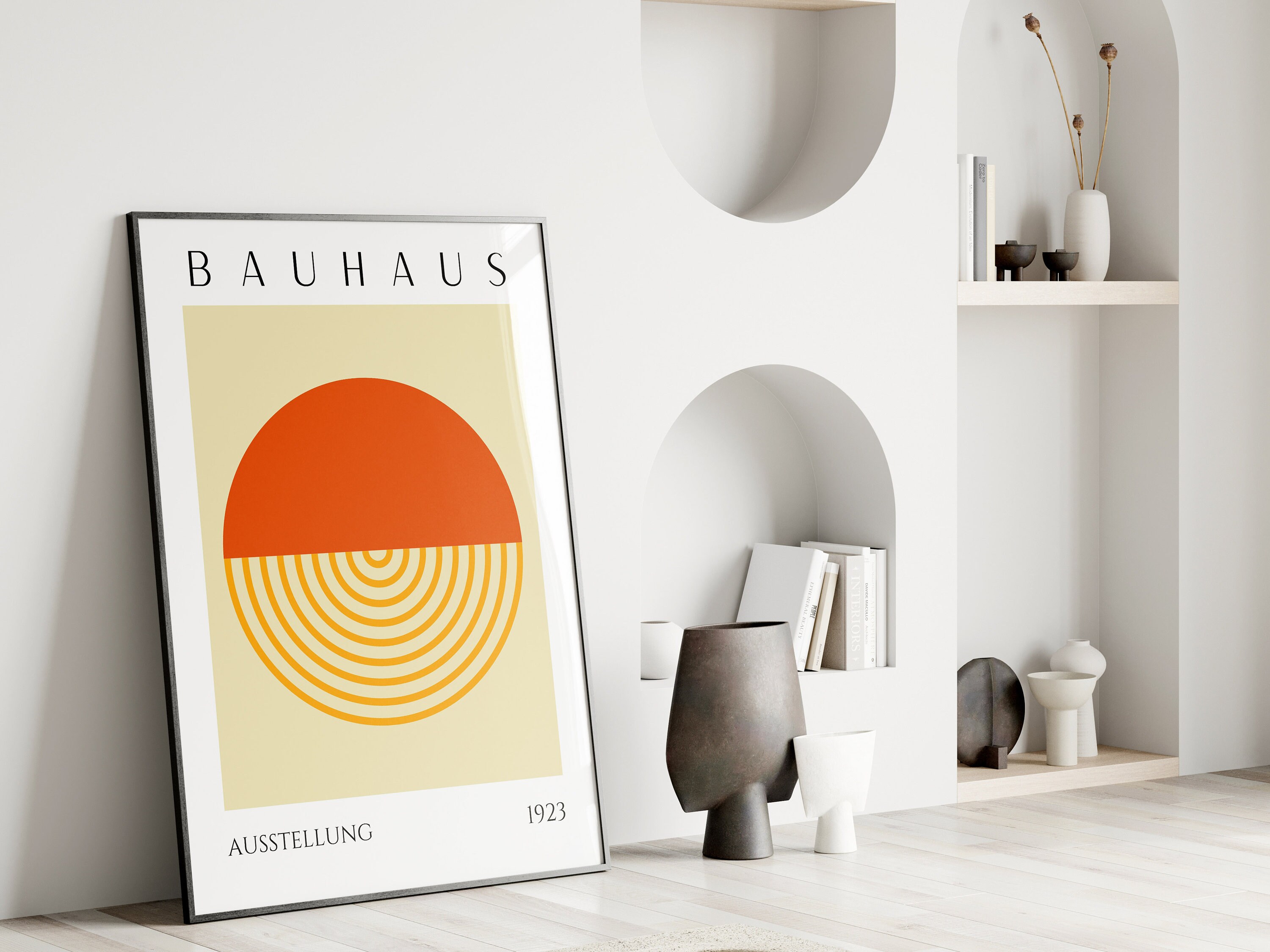 Orange Bauhaus Art Print: Mid Century Modern Wall Decor - Etsy