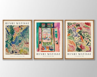 Henri Matisse Prints Set of 3 - Matisse Poster, Matisse Wall Art, The Open Window, La Japonaise, Gallery Wall Art, Museum Exhibition Art