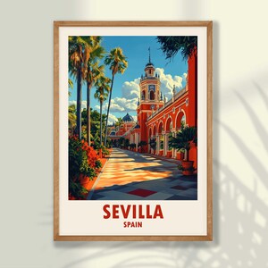 Póster de viaje de Sevilla - Impresión de Sevilla, Impresión de viaje, Decoración de viaje, Arte mural de Sevilla, Arte mural de España - OPCIONES DE MARCO Y LIENZO