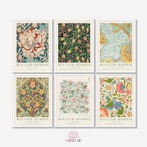 William Morris Prints Set of 6 - William Morris Poster, William Morris Exhibition, Art Nouveau Poster, Honeysuckle Poster,Kitchen Wall Decor