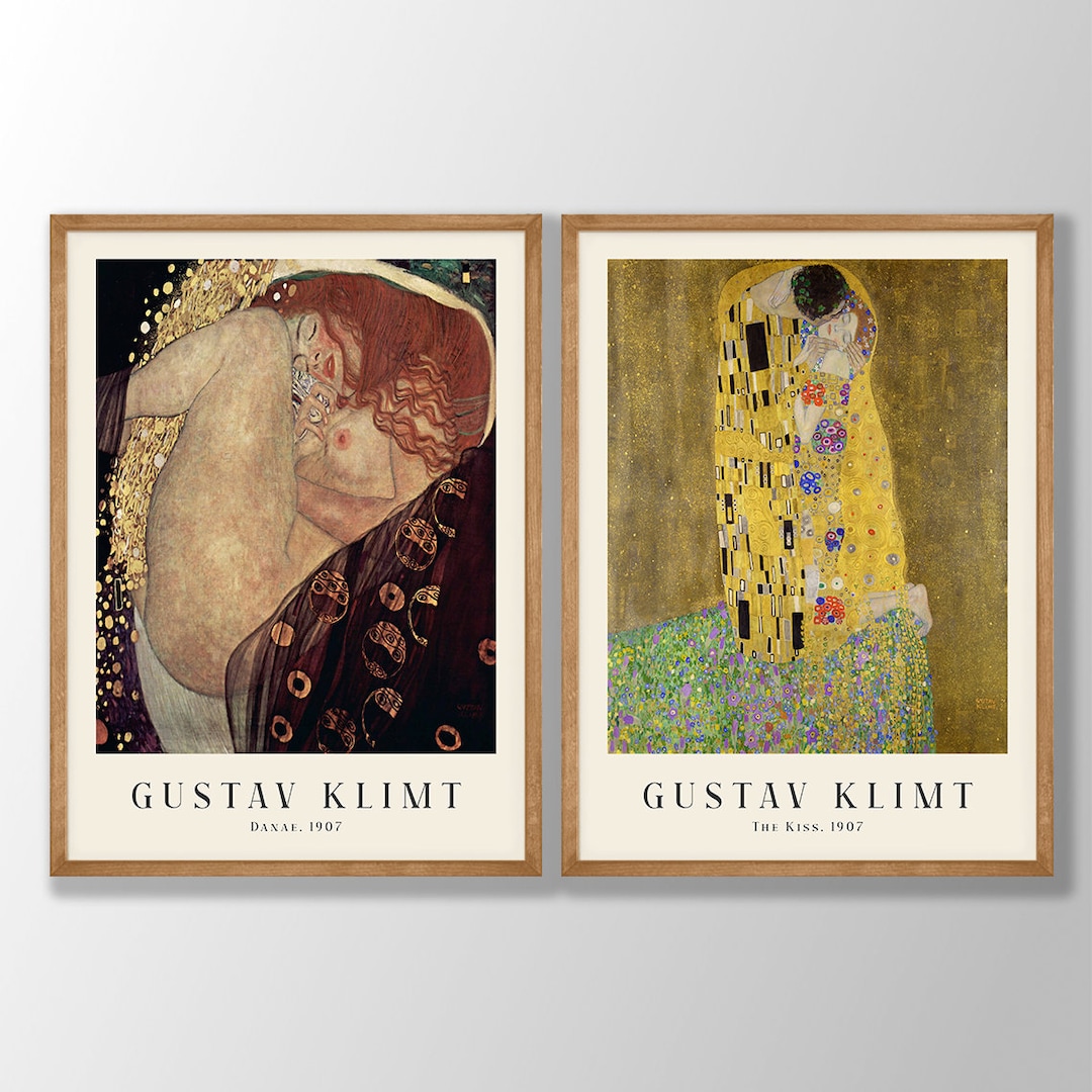 Gustav Klimt Art Print Set: the Kiss, Danae - Art Nouveau Bedroom