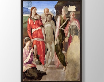 Michelangelo's The Entombment Art Print: Restored Religious Wall Art