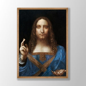 Leonardo Da Vinci Art Print - Salvator Mundi 1500, Da Vinci Painting, Da Vinci Prints, Da Vinci Wall Art, Oil Painting Reproduction Art