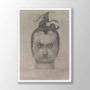 Paul Klee Art Print - Drohendes Haupt, Paul Klee Prints, Paul Klee Wall Art, Klee Exhibition Prints, Abstract Wall Art,Modern Home Decor
