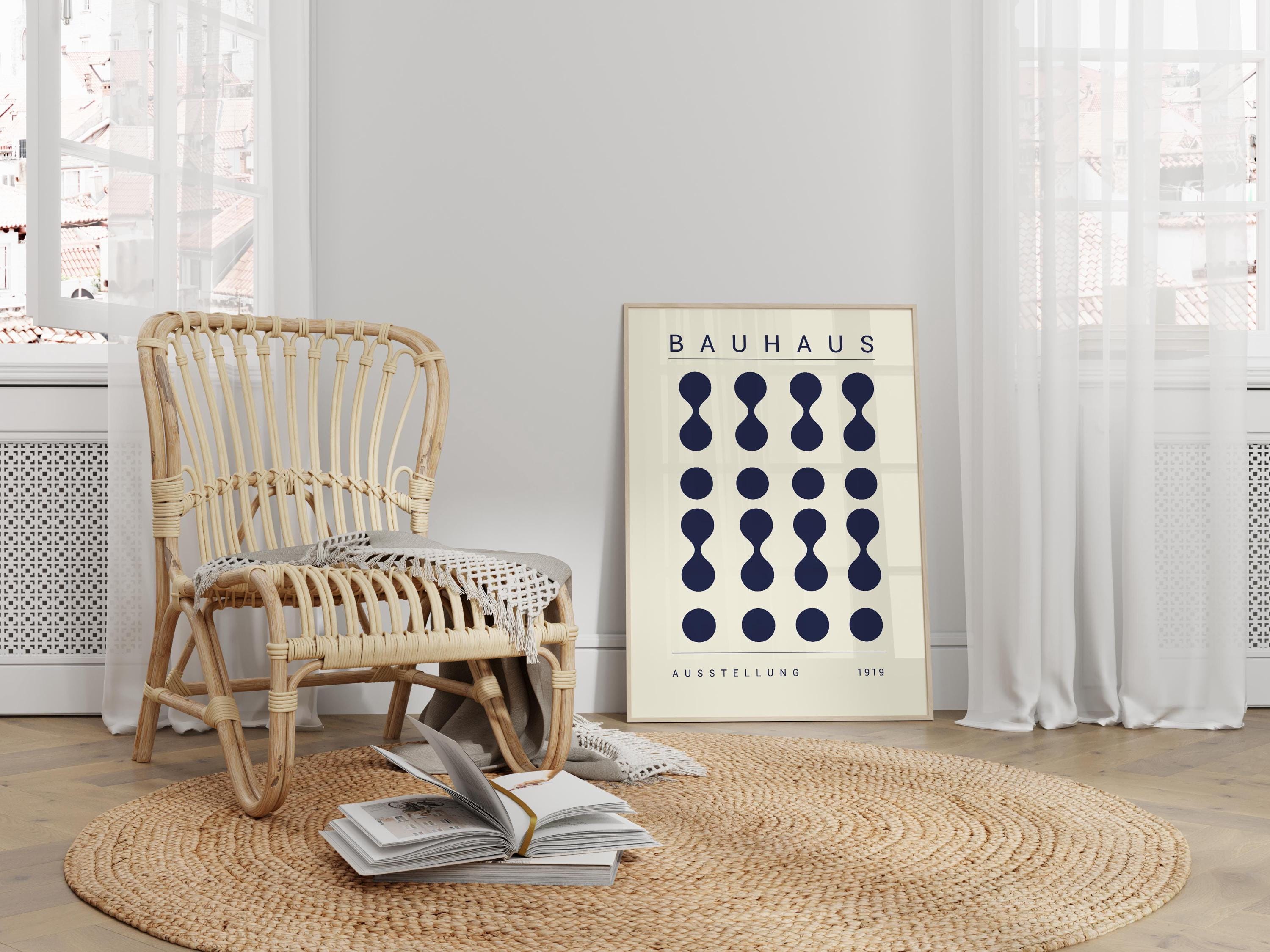 Navy Blue Bauhaus Art Print: Mid Century Modern Wall Decor CANVAS