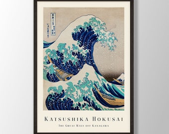 Katsushika Hokusai Exhibition Poster - The Great Wave of Kanagawa, Hokusai Print, Hokusai Wall Art, Japanese Art Print