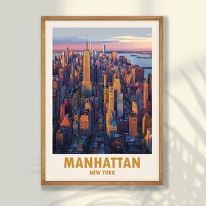 Manhattan Travel Poster - Manhattan Print, Travel Print, Travel Decor, Manhattan Wall Art, New York Wall Art - FRAME and CANVAS