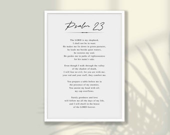 Psalm 23 Wall Art - Scripture Print, Scripture Wall Art, Bible Verse Poster, Bible Wall Art, Religious Decor, Christian Home Decor