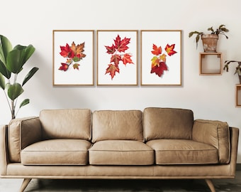 Vintage Maple Leaf Prints Set von 3 - Herbst Dekoration