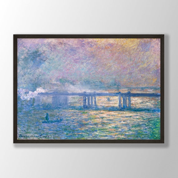 複製画　クロード・モネ「ブージヴァルの橋」AIによる結果　レトロな額縁 複製画 クロード・モネ「ブージヴァルの橋」AIによる結果 レトロな額縁