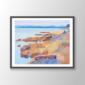 Henri Edmond Cross Art Print | Calanque des Antibois (1896), Henri Edmond Cross Poster, Museum Exhibition Poster, Watercolor Painting