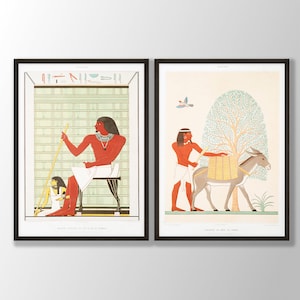 Egyptian Art Prints Set of 2 No:3 | Egyptian Goddess, Egyptian Wall Decor, Egyptian Poster, Egypt Wall Art, Mythology Print, Egyptology Gift