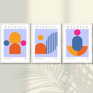 Bauhaus Poster Set of 3 - Bauhaus Wall Art, Mid Century Modern Art Print, Bauhaus Print, Living Room Decor, Home Office Decor