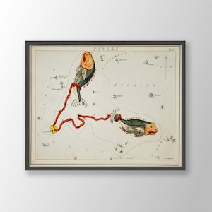 Pisces Zodiac Art Print | Astrology Prints, Pisces Zodiac Poster, Tarot Inspired Art, Zodiac Wall Art,Astrology Gift,Zodiac Gift,Pisces Gift
