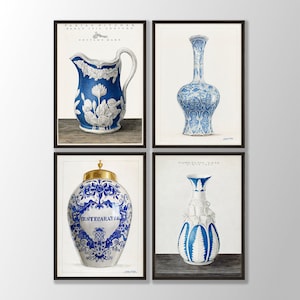 Chinoiserie Ingwerglas Art Prints 4er Set - Vintage Französische Kunst, Galerie Wandkunst, Chinoiserie Druck, Chinoiserie Wandkunst, Asiatische Kunst