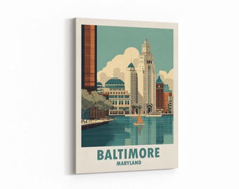 Baltimore Travel Poster - Maryland Wandkunst, gerahmt oder Leinwanddruck