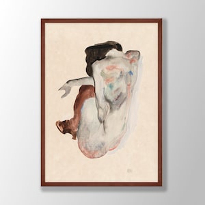 Stampa di Egon Schiele / Donna nuda accovacciata 1912, Poster di Schiele, Arte murale di Schiele, Idea regalo per inaugurazione della casa, Poster di una mostra museale