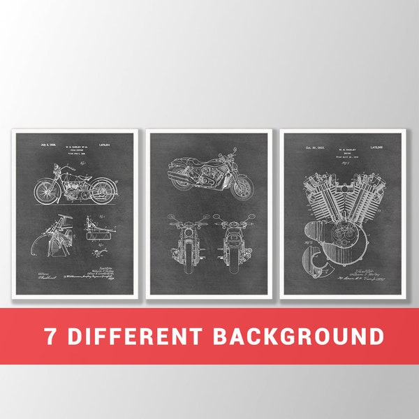 Prnts Wall Décor Harley Davdson Patent Prnts Set Of 2,Motorcycle