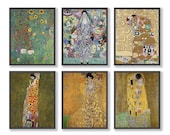 Klimt Prints, Set of 6, Gustav Klimt Wall Art, Exhibition