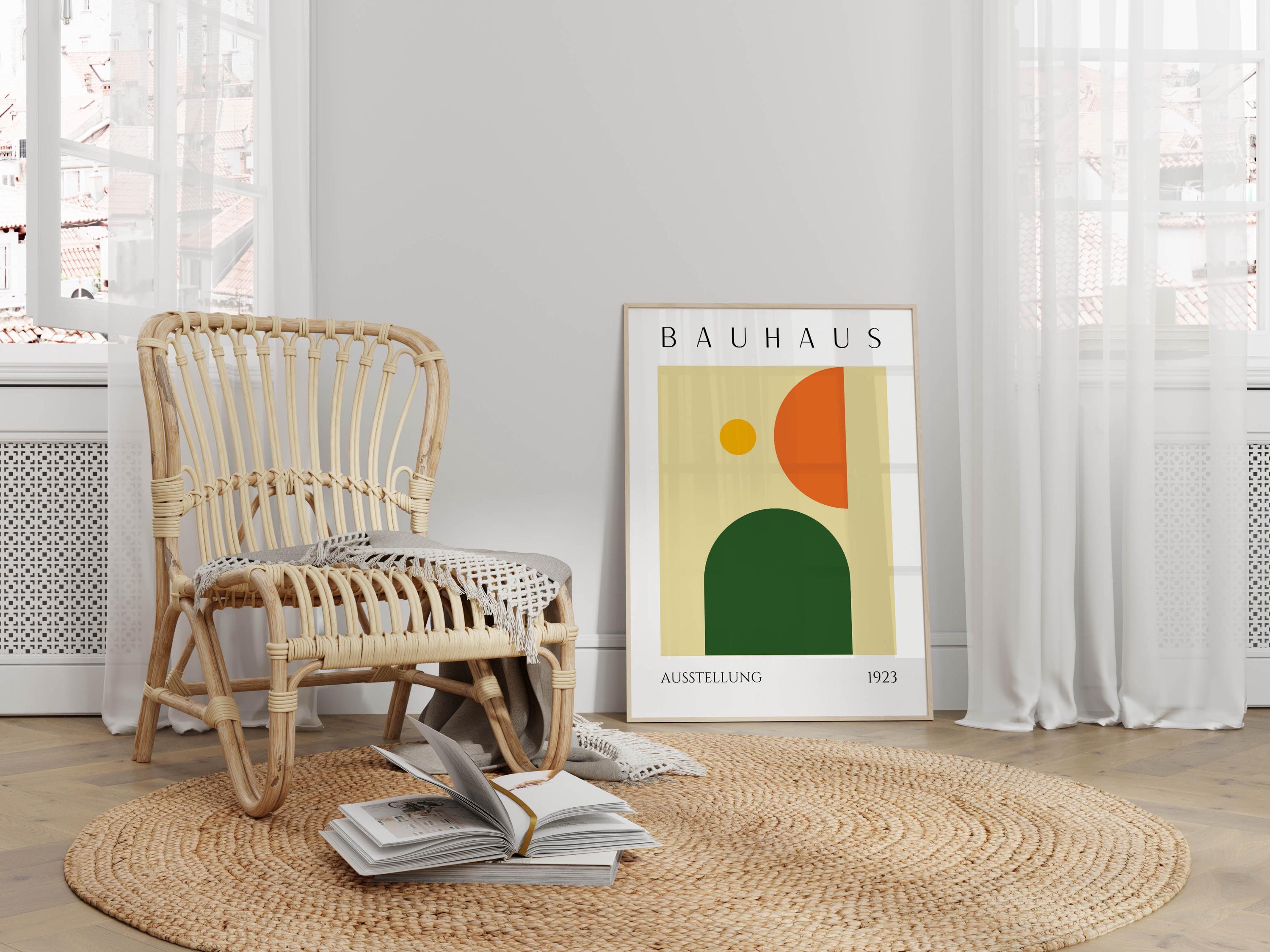 Green Orange Bauhaus Poster - Mid Century Modern Art Print, Trendy Wall Art, Bauhaus Print, Bauhaus Wall Art, Living Room Decor CANVAS