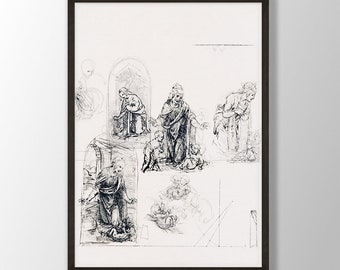 Impresión artística de bocetos compositivos de Da Vinci: decoración moderna del hogar