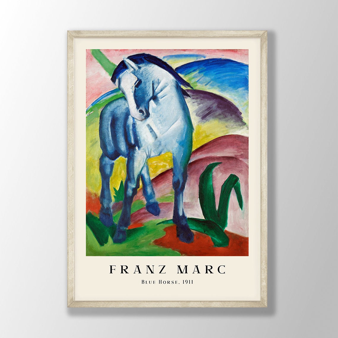 フランツ・マルク「青い馬 Ⅰ」【フレームサイズ 32×26cm】 Amazon｜フランツ・マルク《青い馬I》 近代美術 油彩画 画壁の