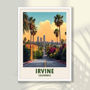 Irvine Travel Poster - Irvine Print, Travel Print, Travel Decor, Irvine Wall Art, California- FRAME and CANVAS OPTIONS