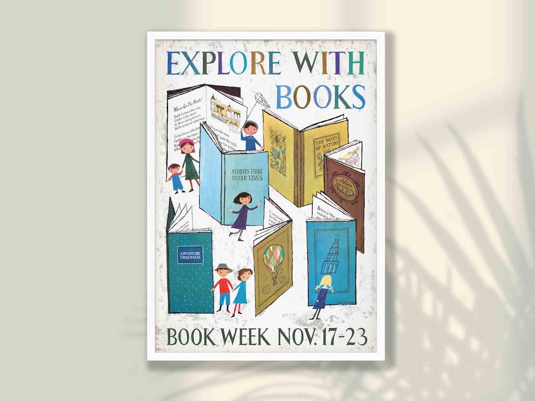 Book Week Poster - National Library Week, Vintage Advertising Poster ...